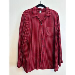 Old Navy Red Black Checkered Button Up Shirt Women’s Larg